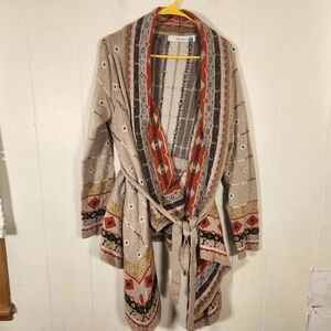 Anthropologie Sparrow Aztec Tribal Wrap Waterfall Cardigan Medium